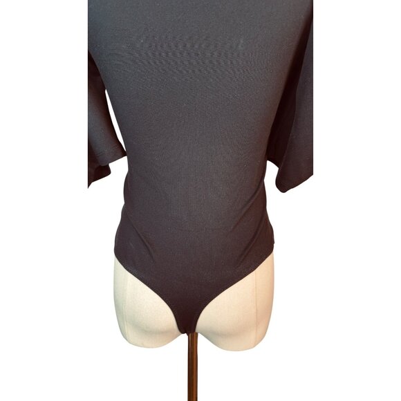 NWOT Free People XS Black Va Va Voop Plunge Neck Puff Sleeve Bodysuit - Picture 8 of 11
